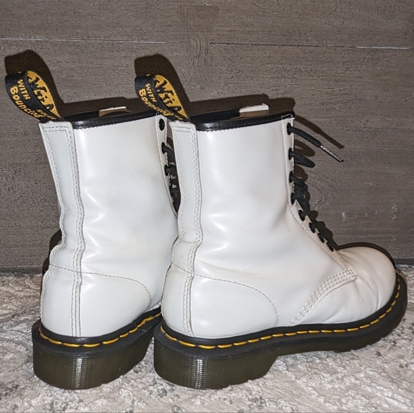 Dr. Martens 1460 White Smooth Leather Women's Lace Up Boots - Picture 5 of 8